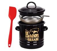 Bacon Greasee Container - 5.91 Nches Fat Storage Canisters, Bacon Drippings Jar | Grease Jaar With Strainer Spatula,Grease Jar With Strainer Spatula,For Kitchen Cooking Baking Holiday Weekend
