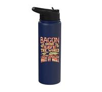Bacon is Going to Save the World Funny Food Design Stainless Steel Insulated Water Bottle