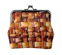 Bacon Meat, PU Leather Coin Purse, Small Wallets, Change Pouch with Kiss Lock Clasp Buckle, Change Purse