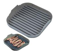 Bacon Microwave Tray, Bacon Cooker For Microwave Oven Food-Grade Silicone Microwave Bacon Tray Non Stick Bacon Tray with Grooves Dishwasher Safe Easy Bacon Maker 9.8x9.8x2 Inch Black