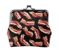 Bacon Pattern A Print Coin Purse for Women, Kiss-lock Change Purse Wallets, Small PU Leather Coin Purses