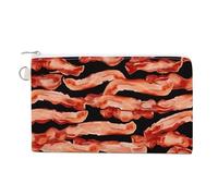 Bacon Pattern Coin Purse with Zipper Coin Wallet Coin Pouch Canvas Change Purse Pouch Zero Wallet Coin Bag