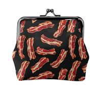 Bacon Pattern Print Coin Purse for Women, Kiss-lock Change Purse Wallets, Small PU Leather Coin Purses