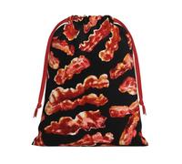 Bacon Pattern Print Gift Reusable Drawstring Bag Holiday Party Decor Daily Storage Celebrations Pouch