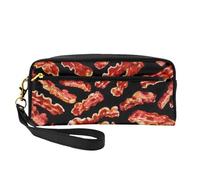 Bacon Pattern Print Pencil Case Makeup Bag for Accessory Cosmetic Stationery Toiletry Travel Companion