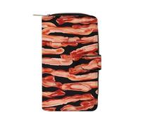 Bacon Pattern Wallet Multifunctional Leather Wallets for Men Compact Long Wallet Credit Card Holder Passport Bag