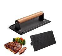 Bacon Press - Rectangle with Wood Handle Cookware,Metal Bacon Burger Grill Press,for Burger Tortilla Meal Prep Cooking Camping Grilling BBQ Tailgating Kitchen Outdoor