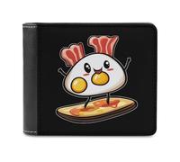 Bacon Surfing On Fried Egg Men's Bifold Wallet Slim Cash Card Holder Leather Purse