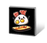 Bacon Surfing On Fried Egg Square Badge Cute Brooch Pins Button Badges for Backpack Jackets Hats Decor