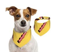 Bacon Yellow Background,Pet Bib Scarf Cats Dog Bandana Dogs Towel Bib Adjustable Pet Scarf,M