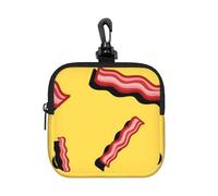 Bacon Yellow Background, Square Zipper Storage Bag, Neoprene Coin Purse, Small Wallets, Change Pouch, Change Purse