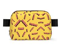 Bacon Yellow Background, Travel Bum Bag Square Waist Bag Casual Chest Bag Fanny Pack for Men Women