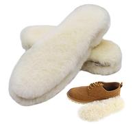 Bacophy 2 Pairs Genuine Thick Sheepskin Fleece Insoles for Women, Premium Warm Fluffy Wool Replacement Cozy Breathable Inner Soles for Shoes Boots Slippers Women Size 7
