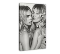 bacrhjlb Kate Moss & Cara Delevingne Poster Canvas Poster Bedroom Decor Landscape Office Room Decor Gift 08x12inch(20x30cm)