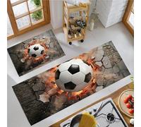 BACSEAZH 3D Dynamic Motion Kitchen Rug Set, Non Slip Anti Fatigue Grey Kitchen Mat Set, Low Pile Football Wall Floor Mat, 2 Pieces Standing Mats for Bedroom Entrance Laundry Room 40x60cm+40x120cm
