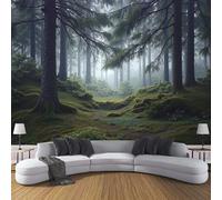 BACSEAZH Mysterious Natural Scenery Wall Mural - Forest Moss Non-Woven Photo Wallpaper, Stain Resistant Green Wall Art Decoration, for Living Room Bedroom Kitchen Office Wallpaper 350 x 256 cm