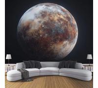 BACSEAZH Non-Woven Brown Wallpaper 400 x 280 cm, Pluto Planetary Surface Wallpaper Science Fiction Realism Panoramic Wall Mural for Bedroom Living Room TV Backdrop Hallway Hall Lounge