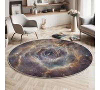 BACSEAZH Round Area Rugs Gold, Soft Fluffy Nebula Dust Printed Circle Rug, Washable Flannel Science Fiction Astronomy Style Carpet, for Children's Bedroom Bedside Bathroom Playing Room 160cm