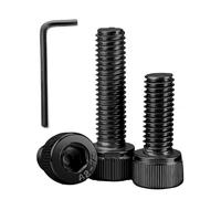 BACSHBY 10 pcs Allen Socket Head Cap Screws - Fully Threaded M6x60mm Black Hex Bolts, A2 Stainless Steel Coarse Threads Long Hexagon Socket Bolts with Allen Key