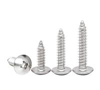 BACSHBY 20 Pcs M5x25mm Self-Tapping Wood Screws Stainless Steel Mushroom Head Set Sheet Metal Nails Full Thread Silver Furniture Machinery Screws