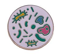 Bacterial Microbial Alloy Round Enamel Pin Cute Chemistry Science Pin Badge Unisex Pin Cartoon Lapel Pin Button Badges Bag Decoration Science Lover Science Lab Gifts