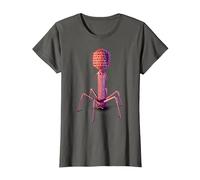 Bacteriophage and Phage Virus T-Shirt, Women, Asphalt Grey, Small
