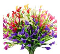 Bacucine 24 Bundles Artificial Calla Lily Artificial Flowers for Outdoors UV Resistant Plastic Flowers for Porch Garden Window Box Table Decor (Multi Color)