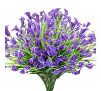 Bacucine 24 Bundles Artificial Calla Lily Artificial Flowers for Outdoors UV Resistant Plastic Flowers for Porch Garden Window Box Table Decor (Purple)