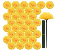 Bacucine 50PCS Marigold Flower Heads Silk Marigold Garland with Stems Artificial Flowers for Diwali Day of The Dead Halloween Party Wedding Home Decor (Yellow)