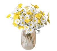 Bacucine Artificial Daisy Flowers 12Pcs Artificial Flowers Silk Daisies with Stems Real Look for Home Wedding Garden Vase Decor (White+Yellow)
