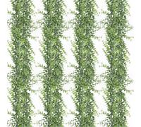Bacucine Faux Eucalyptus Garland 4 Pack Artificial Greenery Garland 24 Ft Fake Hanging Plant Eucalyptus Leaves Garland for Wedding Arch Home Party Table Decor