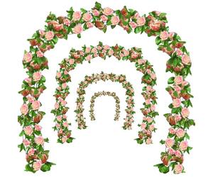 Bacucine Flower Garland Rose Vines 6Pcs 46Ft Artificial Hanging Flower Vines Floral Garland for Wedding Party Wall Garden Table Home Decor (Pink)