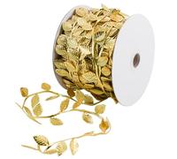 Bacucine Leaf Ribbon 32 Yards Gold Leaves Trim Artificial Leaves for Wreath Making Home Wedding Christmas Decor (Gold)