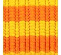 Bacucine Marigold Garland for Decoration 6Pcs Flower Garland 5 Feet Artificial Marigold Flowers for Pooja Wedding Christmas Halloween Diwali Decor (Yellow+orange)