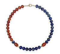 BACUNER Natural Gemstone Beaded Necklaces for Women Elegant Handmade Choker in 10mm Lapis Lazuli and Red Onyx Beads Decent Unique Jewelry for Beauty