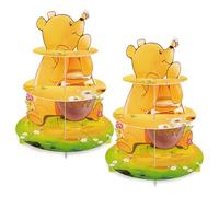 BACUTHY 2 Pack Winnie Baby Shower Decorations Birthday Cupcake Stands: Bear Party Theme Cake Stand Toppers Supplies for Girl Boy Kids Gender Reveal First Party - Hold 48pcs Cupcakes Table Decors