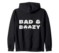Bad And Boozy St Patricks Day Irish 3 Leaf Clover Shamrock Zip Hoodie