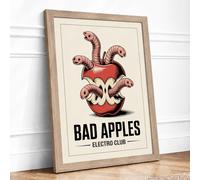Bad Apples Vintage Framed Wall Art Print A3 (42×29.7cm) Oak, Wall Decor for Living Room, Bedroom, Office & Home, Ready to Hang, Art Gift