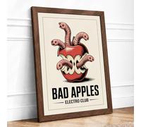 Bad Apples Vintage Framed Wall Art Print A3 (42×29.7cm) Walnut, Wall Decor for Living Room, Bedroom, Office & Home, Ready to Hang, Art Gift