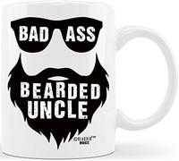 Bad Ass Bearded Uncle Gift Beard Uncle Funny Coffee Mug for New Uncle Brother Humorous Prank Joke Gag Gift from Niece Nephew Sister Mom Dad Novelty Gag Gift for Christmas Birthday Ceramic Mug Tea Cup