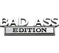 Bad Ass Edition Emblem 3D Metal Badass Badge Sticker Decal with Tape Replacement for Cars, Trucks, Motorcycles (Chrome/Black)