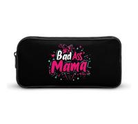 Bad Ass Mama Funny Pen Case Pencil Large Pouch Stationery Bag Makeup Cosmetic Organizer for Men Women