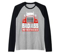 Bad Ass Mother Trucker Truck Driving Gift For Daddy Driving Raglan Baseball Tee