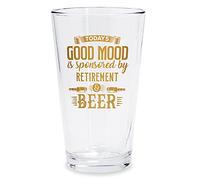 BAD BANANAS Retirement Gifts - Good Mood - 16 oz Beer Pint Glass with Genuine 10K Gold Ink - Retirement Gift for Retired Coworkers, Boss, friends