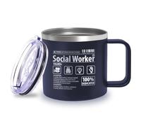 Bad Bananas - Social Worker Values 14oz Insulated Coffee Stainless Steel Mug - Gifts for Licensed Clinical Social Workers, LCSW Gifts - Social Worker Appreciation Week