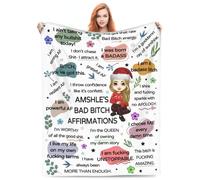 Bad Bitch Affirmations Blanket Personalized Name Portrait Throw Blanket I Choose Me Every Damn Time Travel Blanket Self Affirmation Blacket Positive Inspirational Blanket for Women Mom Grandma