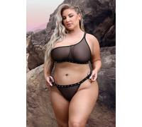 Bad Bitch One-Shoulder Bling Bralette and Panty - Queen Size