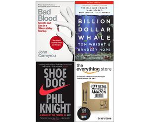 Bad Blood, Billion Dollar Whale, Shoe Dog And The Everything Store 4 Books Colle