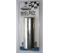 Bad Boy Chrome / Stainless Steel effect Exhaust Trim, (tail pipe, muffler extension) Fits Exhausts up to 50 mm diameter (2 inches Diameter) Very Easy to fit, just place over exhaust and tighten bolts to secure in place; For Car or Motor Bike