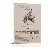 Bad Bunny Nadie Sabe Lo Que Va A Pasar Mañana Waterproof Poster Wall Painting Canvas Decorative Painting Suitable for Office Bedroom Decoration Living Room Poster 12x18inch(30x45cm) Frame-style